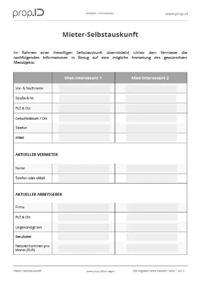 Mieter-Selbstauskunft: Formular zum Download Mieter-Selbstauskunft: Formular zum Download