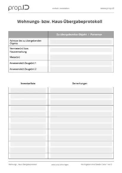 Übergabeprotokoll: Formular zum Download Übergabeprotokoll: Formular zum Download