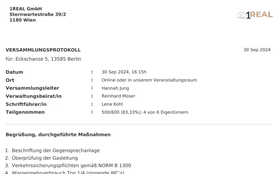 Versammlungsprotokoll der Eigentümerversammlung (ETV) automatisiert erstellen Versammlungsprotokoll der Eigentümerversammlung (ETV) automatisiert erstellen