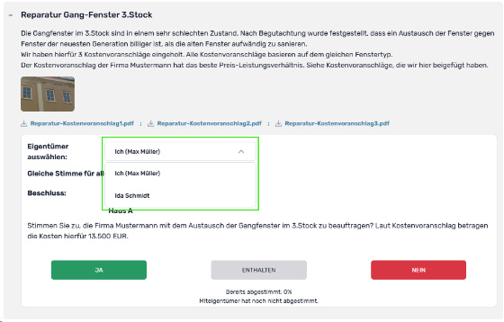 eigentuemer auswaehlen